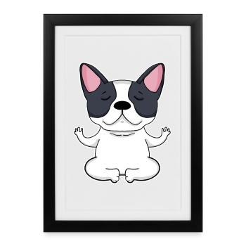 Yoga - French Bulldog Dog Motif - Framed poster (27 × 37 cm) - black - Front