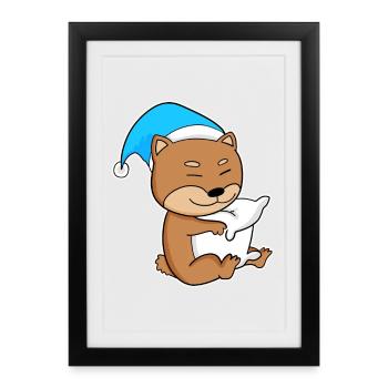 Shiba Inu Sleeping Fatigue Dog - Framed poster (27 × 37 cm) - black - Front