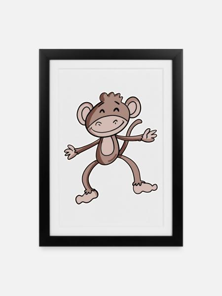 Affe - Gerahmtes Poster (27 × 37 cm) - Schwarz