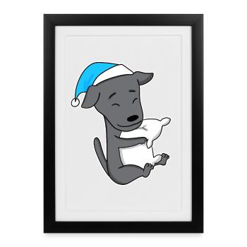 Lévrier Italien Chien De Fatigue Endormie - Affiche encadrée (27 × 37 cm) - noir - Devant