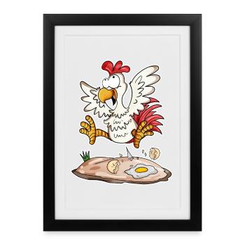 Lustiges Huhn - Landwirt Landwirte Huhn Hühner - Gerahmtes Poster (27 × 37 cm) - Schwarz - Vorne