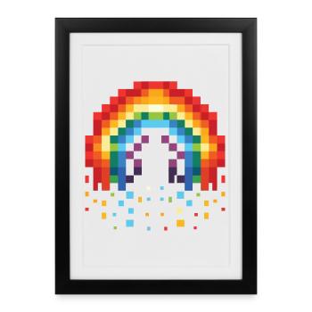 Pixel Art Rainbow 8-Bit Retro - Framed poster (27 × 37 cm) - black - Front