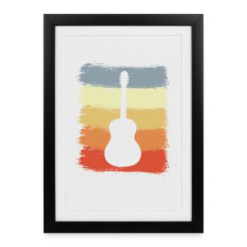 Croquis de guitare look vintage - Affiche encadrée (27 × 37 cm) - noir - Devant