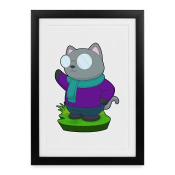 Écharpe d’hiver pour chat - Affiche encadrée (27 × 37 cm) - noir - Devant