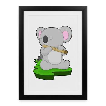 Koala Musician Flute Music - Framed poster (27 × 37 cm) - black - Front