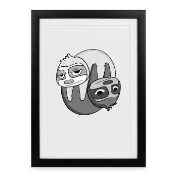 Signe Yin Yang Paresseux - Affiche encadrée (27 × 37 cm) - noir - Devant