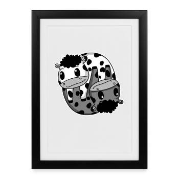 Vache de signe Yin Yang - Affiche encadrée (27 × 37 cm) - noir - Devant