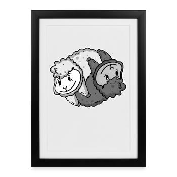Alpaga Yin Yang - Affiche encadrée (27 × 37 cm) - noir - Devant