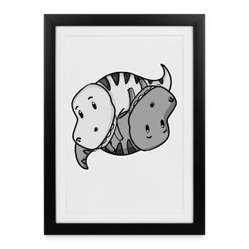 Yin Yang Dino Dinosaur - Framed poster (27 × 37 cm) - black - Front