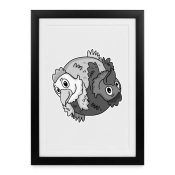 Poulet Yin Yang Poulet - Affiche encadrée (27 × 37 cm) - noir - Devant