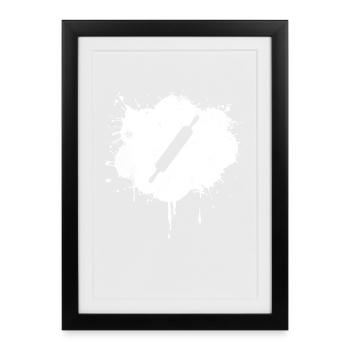 Dessin de rouleau à pâtisserie - Affiche encadrée (27 × 37 cm) - noir - Devant