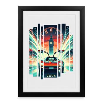 Retour vers le futur 2024 rétro vintage - Affiche encadrée (27 × 37 cm) - noir - Devant