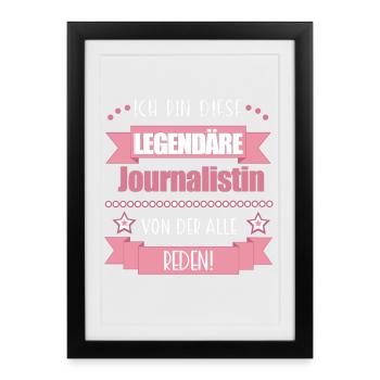 Lustiger Spruch für Journalistin – Geschenkidee - Gerahmtes Poster (27 × 37 cm) - Schwarz - Vorne