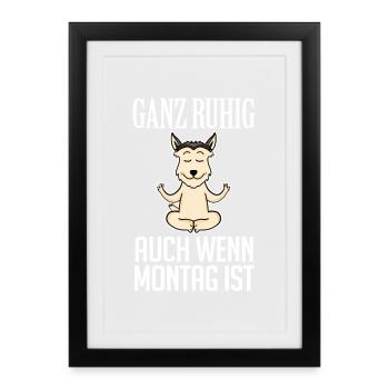 Montag Yoga Hund - Gerahmtes Poster (27 × 37 cm) - Schwarz - Vorne