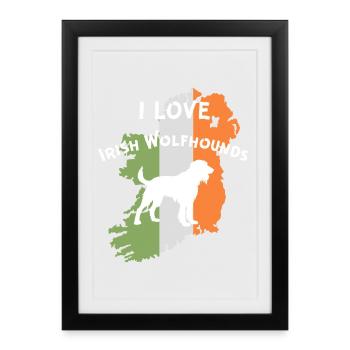 Aperçu du lévrier irlandais avec motivation du drapeau - Affiche encadrée (27 × 37 cm) - noir - Devant