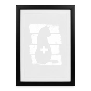 Vétérinaire chat - Affiche encadrée (27 × 37 cm) - noir - Devant