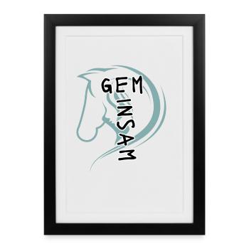 Pferdekopf mit Spruch Gemeinsam - Gerahmtes Poster (27 × 37 cm) - Schwarz - Vorne