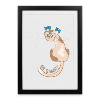 Chat, sois malin - Affiche encadrée (27 × 37 cm) - noir - Devant