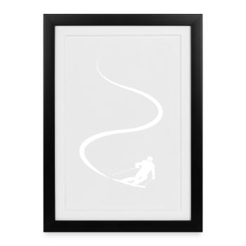 Piste de ski, Après-ski, Sports d’hiver, Vacances au ski - Affiche encadrée (27 × 37 cm) - noir - Devant