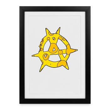 Anarchy symbol made of cheese - Framed poster (27 × 37 cm) - black - Front