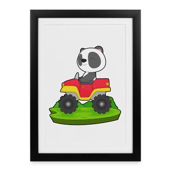 Panda Car - Framed poster (27 × 37 cm) - black - Front