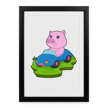 Pig Car - Framed poster (27 × 37 cm) - black - Front