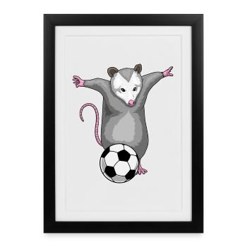 Possum Soccer Player Soccer - Framed poster (27 × 37 cm) - black - Front