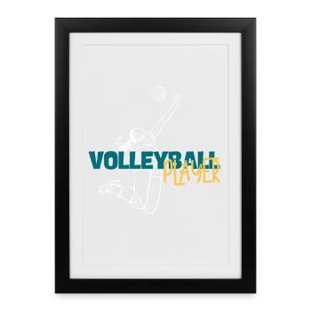 Volley Dive: Dynamic Player Duo - Framed poster (27 × 37 cm) - black - Front