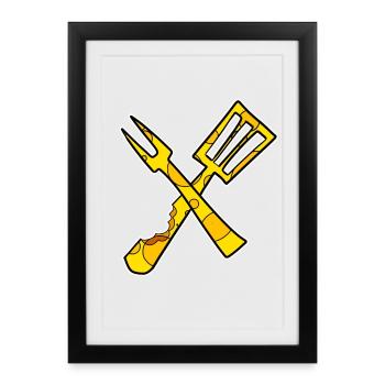 Koch Kochen Restaurant - Gerahmtes Poster (27 × 37 cm) - Schwarz - Vorne