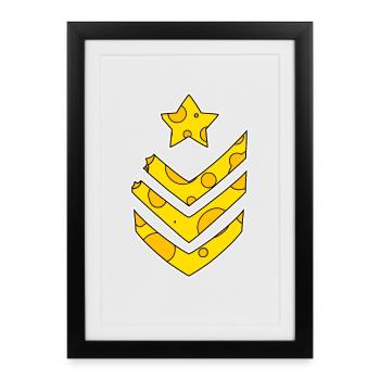Symbole de fromage drôle de soldat de l’armée - Affiche encadrée (27 × 37 cm) - noir - Devant