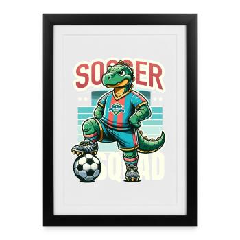 Dino Fußballer – Équipe de soccer - Affiche encadrée (27 × 37 cm) - noir - Devant