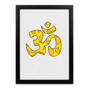 Cheese OM Sign Symbol Meditation - Framed poster (27 × 37 cm) - black - Front