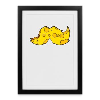 Moustache Moustache Barbe Fromage - Affiche encadrée (27 × 37 cm) - noir - Devant