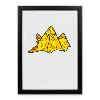 Mountain Mountains Mountain Peaks Peaks Cheese - Framed poster (27 × 37 cm) - black - Front