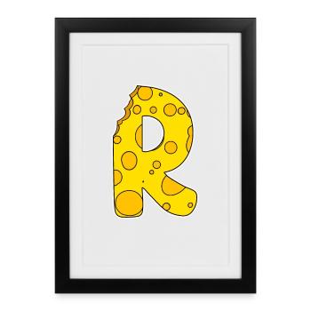Letter R - Initial Letter R - Cheese Motif - Framed poster (27 × 37 cm) - black - Front