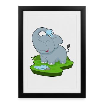 Elephant Water - Framed poster (27 × 37 cm) - black - Front
