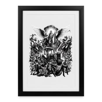 Celestial Peasant Protest Tractor Demo - Framed poster (27 × 37 cm) - black - Front
