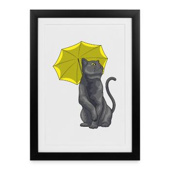 Parapluie pour chat - Affiche encadrée (27 × 37 cm) - noir - Devant