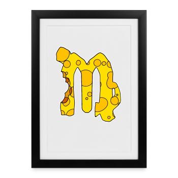 Signe du zodiaque Symbole Vierge - Affiche encadrée (27 × 37 cm) - noir - Devant