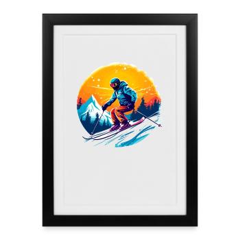 Équipe de ski Skieur École de ski Ski Équipe de ski - Affiche encadrée (27 × 37 cm) - noir - Devant