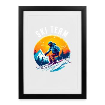 Équipe de ski Skieur École de ski Ski Équipe de ski - Affiche encadrée (27 × 37 cm) - noir - Devant