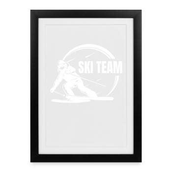 Équipe de ski Skieur École de ski Ski Équipe de ski - Affiche encadrée (27 × 37 cm) - noir - Devant
