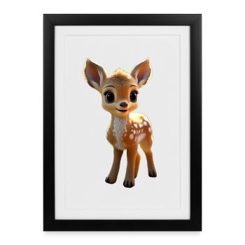 Roe Deer Fawn Costume Roebuck Deer Cute Deer Fawn - Framed poster (27 × 37 cm) - black - Front