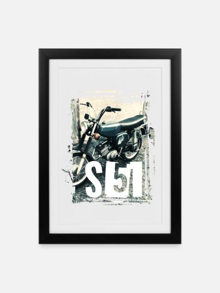 S51 - Grün - Gerahmtes Poster (27 × 37 cm) - Schwarz