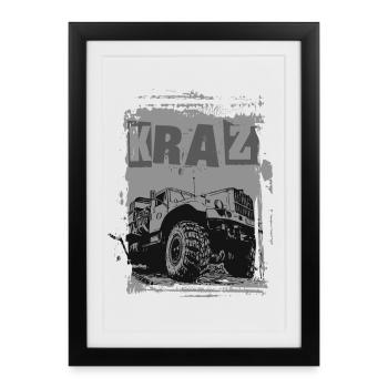 Camion KRAZ - Affiche encadrée (27 × 37 cm) - noir - Devant