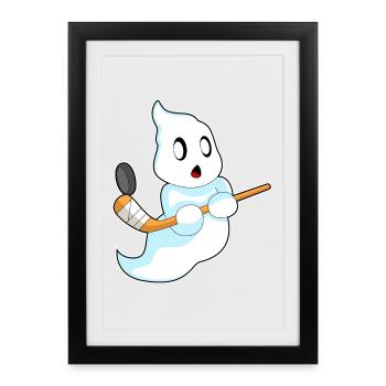 Ghost Ice Hockey Bâton de hockey sur glace - Affiche encadrée (27 × 37 cm) - noir - Devant
