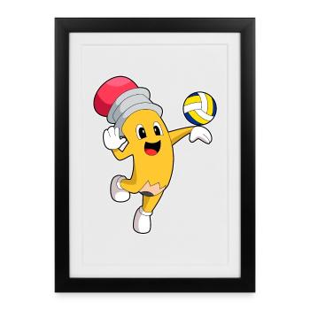 Pencil Volleyball Player Volleyball - Framed poster (27 × 37 cm) - black - Front