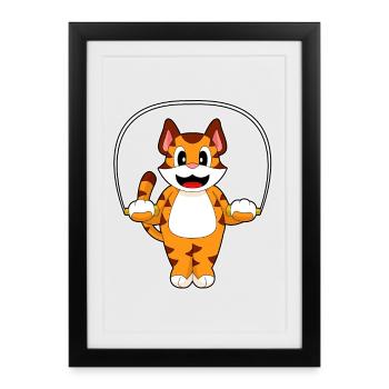 Tiger Jump Rope Skipping Rope Fitness - Framed poster (27 × 37 cm) - black - Front