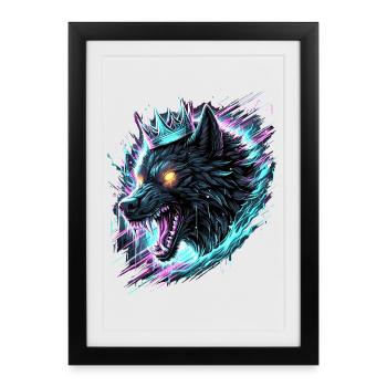 Royal Wolf Synthwave - Affiche encadrée (27 × 37 cm) - noir - Devant