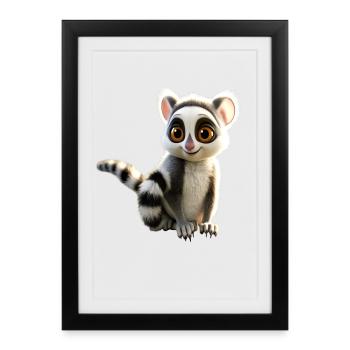 Ring-tailed lemurs lover Lemur ring-tailed lemurs Maki ring-tailed lemur - Framed poster (27 × 37 cm) - black - Front